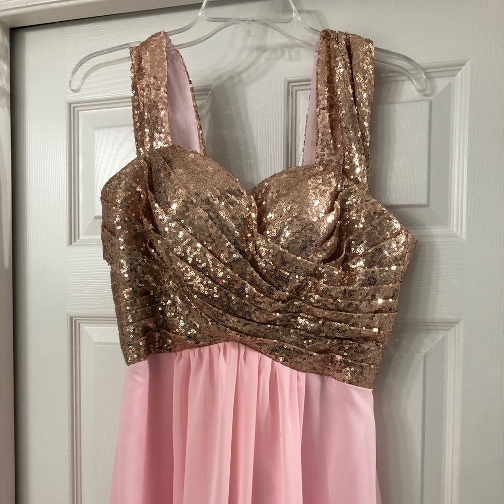 Rose Gold And Pink prom or bridesmaid dress